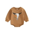 thumbnail image 1 of ZAXARRA Baby Girls Boys Fall Sweatshirts Rompers Pumpkin Cow Pattern Crewneck Long Sleeve Infant Fall Bodysuits, 1 of 7