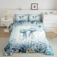 thumbnail image 2 of Erosebridal Wildlife Jellyfish Bedding King Comforter Set,Marine Sealife Bedding Sets King with Comforter,Underwater World Decor,Reversible,Super Cozy,3-Piece, 2 of 7