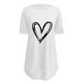 thumbnail image 2 of MESSIYO Tunic Tops Short Sleeve Tunic Tops long shirts for women for leggings tee shirts womens women blouses Fashion Casual Printed Round Neck Short Sleeve Front Long Back T Shirt White S, 2 of 4