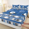 thumbnail image 3 of Feelyou Est Baseball Sleep Full Size Sheets for Teens, Modern Ball Gaming Bed Sheets, Vintage Blue Plaid Sheet Sets, Super Cozy Room Decor, 4pcs, 3 of 7