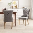 thumbnail image 2 of Vanity Art Button Tufted Velvet Upholstered Dining Chair with Wooden Legs | Contemporary Accent Chairs for Dining Room Living Room Comfortable Armless Leisure Padded Chairs, Set of 2, UC-10LG, 2 of 11