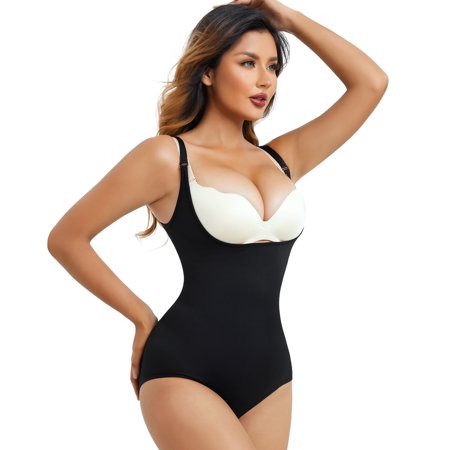 

Eleady Shapewear Bodysuit for Womens Tummy Control Waist Trainer Fajas Colombianas Butt Lifter Panty Stomach Body Shaper(Black X-Small/Small)