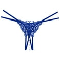 thumbnail image 1 of Gibobby Ropa interior hipster para mujer Tanga masaje con perlas corte abierto para mujer（Azul，Talla única), 1 of 4