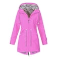 thumbnail image 1 of Chaqueta de lluvia impermeable para mujer, ligera con capucha para senderismo, viajes, motocicleta al aire libre, ciclismo para invierno, otoño y prim , rosa 4XL Yuyangstore Cortavientos, 1 of 4