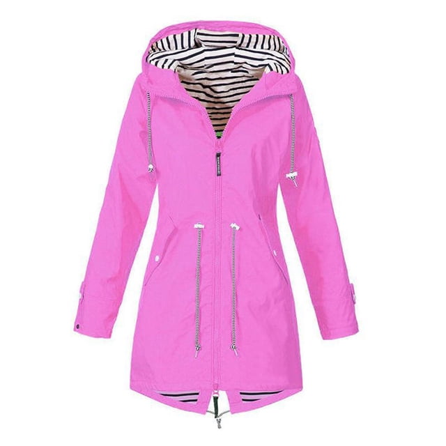 Chaqueta de lluvia impermeable para mujer, ligera con capucha para senderismo, viajes, motocicleta al aire libre, ciclismo para invierno, otoño y prim , rosa 4XL Yuyangstore Cortavientos