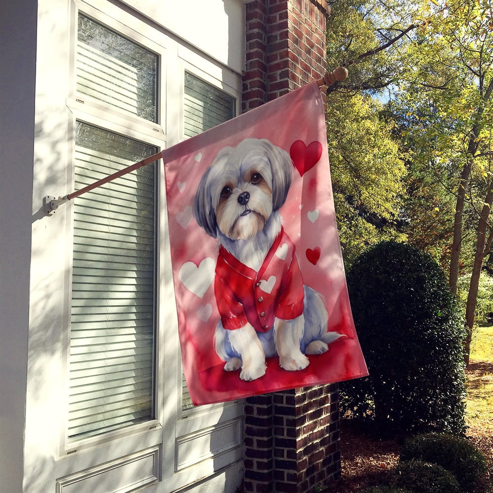 Lhasa Apso My Valentine House Flag 28 in x 40 in