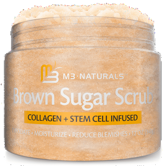 M3 Brown Sugar Exfoliating Body Scrub with Collagen and Stem Cell, 12 oz