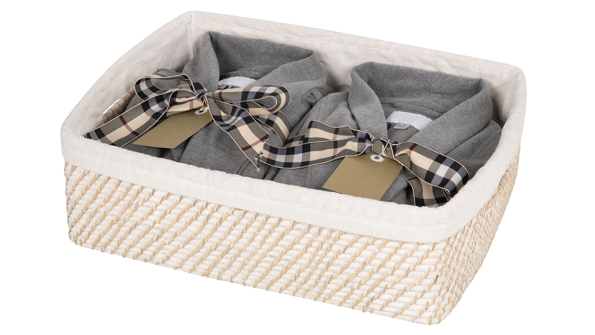 Kouboo Laguna Rattan Shelf Basket with Liner, Decorative Storage Basket, Organizer For Shelves, Latte