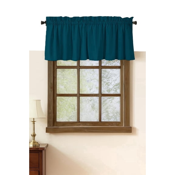 Native Fab Set of 2 Valance Curtains for Windows 54"x18" for Living Room Bedroom Kitchen Windows Bathroom, Farmhouse Vintage Curtain Valances Rod Pocket - Teal Green