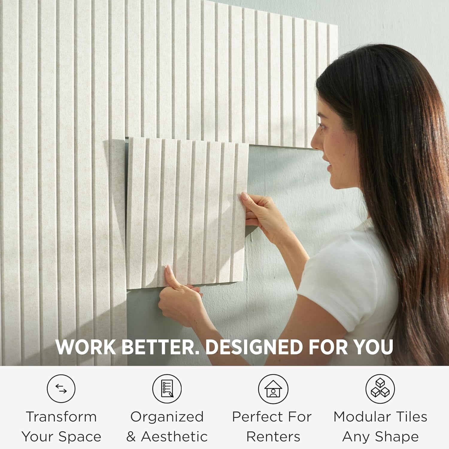 Large Bulletin Board 48"x36" - Office Wall Organizer, Replace your Old Cork Boards for Walls for Office Decor -12-pack Felt Wall Panels to Use in Home Office Decor, Classroom Decor (Limestone)