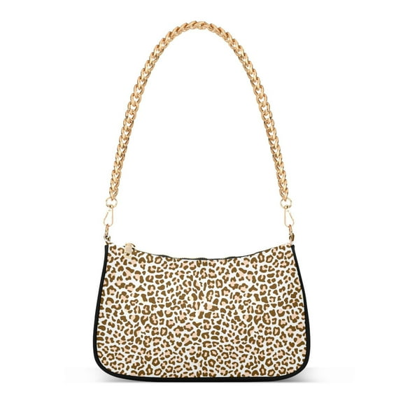 Brown Leopard Print Womens Chain Shoulder Bag Tote Handbag Clutch Hobo Purse with Zipper for Travel Casual