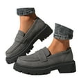 thumbnail image 3 of Xiaoxatg Stylish Women's Casual Shoes - Fashion Solid Color Thick Soled Leather Design for Comfort and Easy On Style 9 Grey, 3 of 9