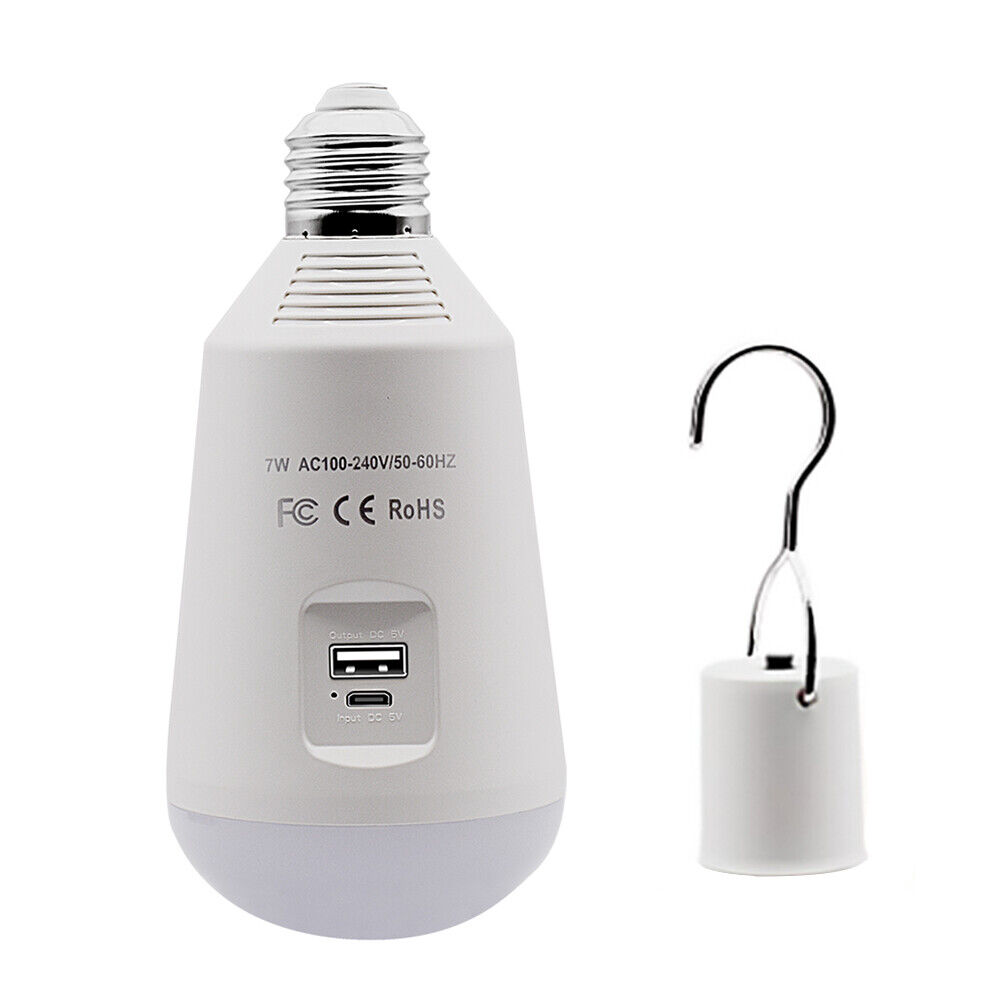 Emergency LED Light Rechargeable Tent Lamp Hiking Backpacking Night E27 Bulb Portable Cordless Hanging Lantern Lighting