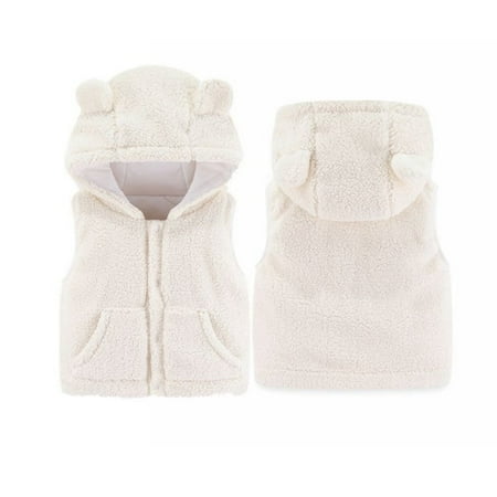 

Baywell Baby Boys Girls Hooded Fleece Vest Winter Lightweight Sleeveless Bear ears Button Down Jacket
