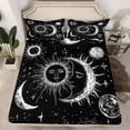 thumbnail image 2 of Homewish Bohemian Sun Moon Twin Sheet Sets for Teens, Black White Starry Sky Twin Fitted Sheet, Mystic Stars Planet Flat Sheet, Luxury Bedroom Decor, 3 Pieces, 2 of 7
