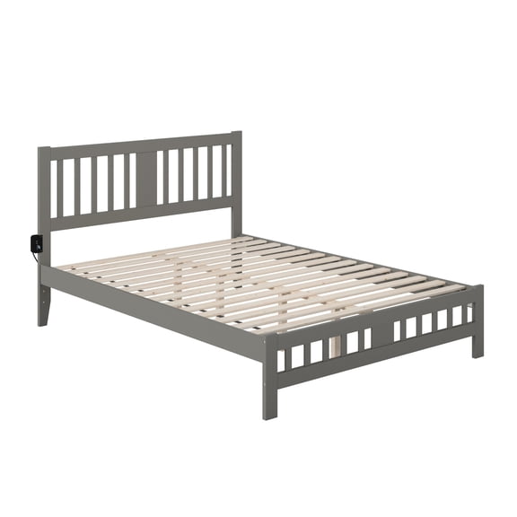 AFI Tahoe Solid Wood Queen Platform Bed with Footboard in Grey