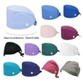 thumbnail image 3 of Keyboarant Scrub Caps Unisex Solid Color Flower Print Hat Adjustable Elastic Gourd Shaped Care Caps Laboratory Pharmacy Light Gary Blue, 3 of 6