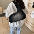thumbnail image 4 of SPEKSEE Vintage Washed Denim Hobo Shoulder Bag for Women, Stitched Spliced Denim Dumpling Hobo Bag, Zip Top Casual Underarm Handbag, Large Capacity Daily Fashion Tote Purse, 4 of 8