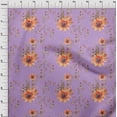 thumbnail image 3 of oneOone Polyester Lycra Pastel Purple Fabric Flower & Leaves Watercolor Sewing Material Print Fabric By The Yard 56 Inch Wide, 3 of 4