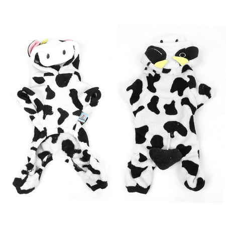 Winter Warm Cow Printed Hooded Sleeved Pet Puppy Dog Coat Clothes Costume XS