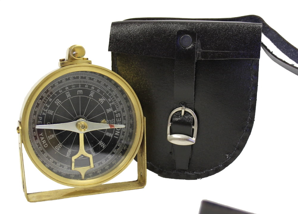 CLINOMETER COMPASS Brass w/ Case HIKING NAVIGATION