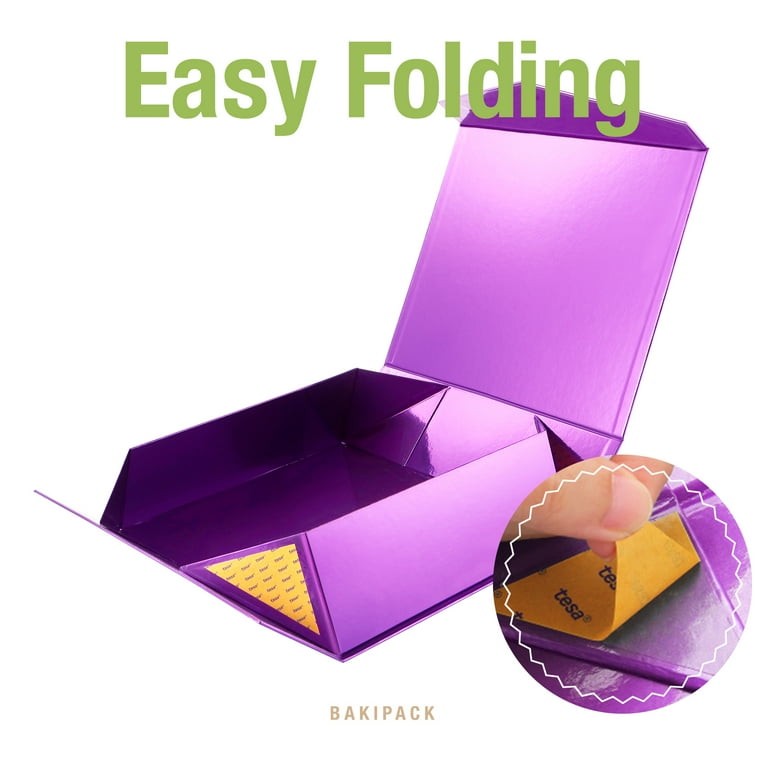 BAKIPACK Extra Large Gift Box, 16.3x14.2x5 inches, Purple Magnetic Gift Box with Lid for Present