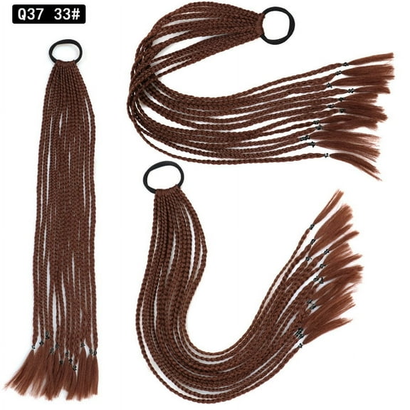 Zhuge 2Pcs Braided Ponytail Extension Synthetic Braided Box Braided Ponytail Wig Extensions Hair Rope Natural Soft Synthetic Braided Fashion Hair Accessories for Women Daily Wear，Medium Auburn