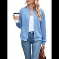thumbnail image 3 of Chaqueta Informal de Mujer con Cuello Alto y Cremallera, Ideal para Otoño. Conjuntos con Bolsillos. Azul M, 3 of 10