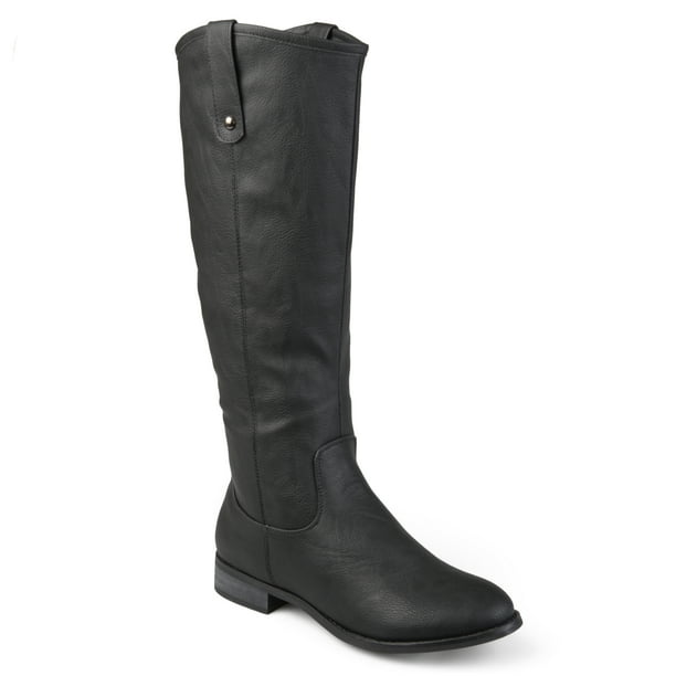 Brinley Co. - Womens Extra Wide Calf Faux Leather Mid-calf Round Toe ...