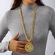 thumbnail image 4 of Collar hip hop con dólar dorado, collar con tocadiscos, collar con colgante giratorio con dólar, cadena hip hop para raperos, 4 of 7