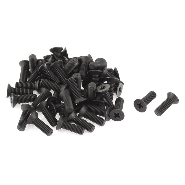 Unique Bargains M5 x 12mm Thread Nylon Phillips Countersunk Head Screws Bolt Black 50pcs