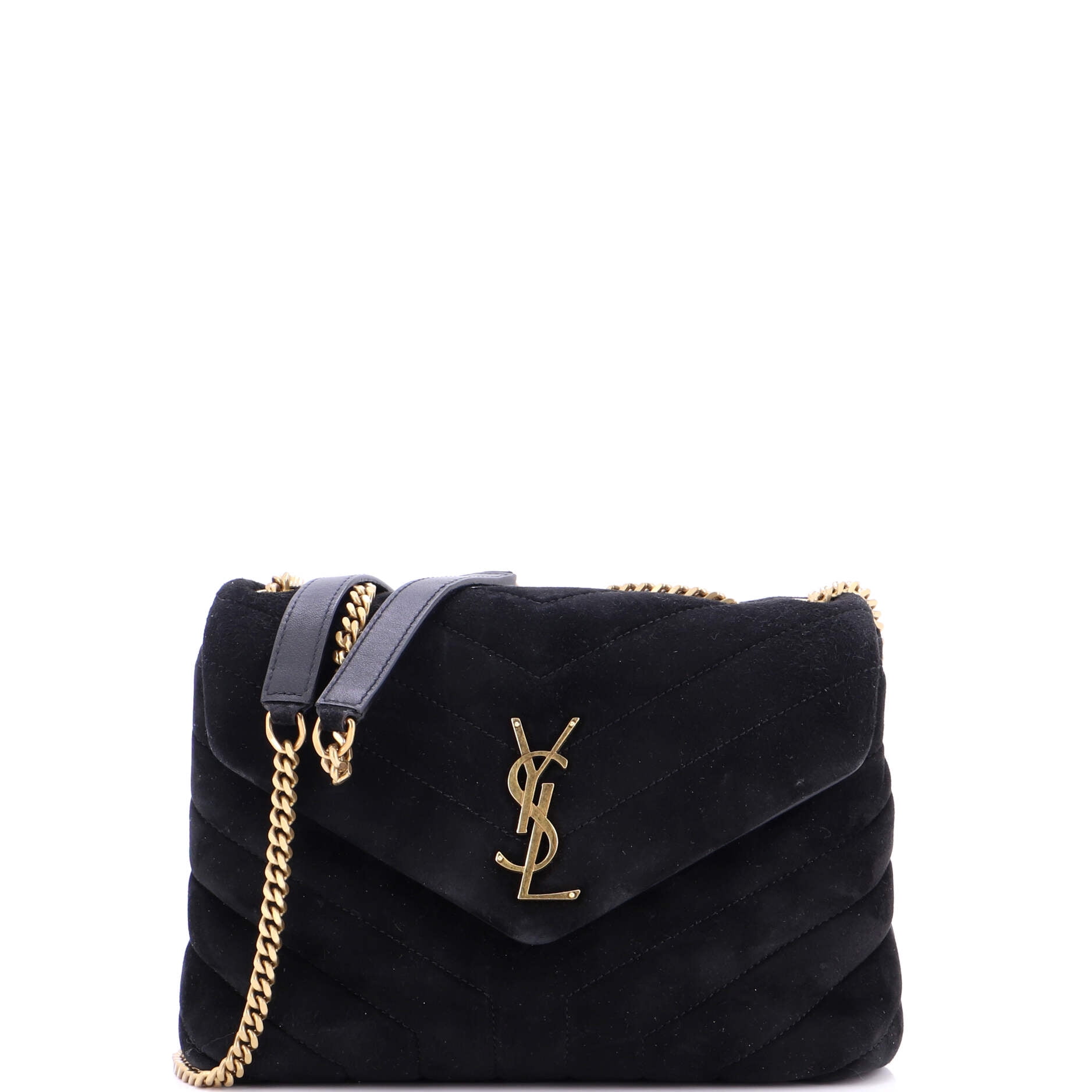 Pre-Owned Saint Laurent Loulou Shoulder Bag Matelasse Chevron Suede Small By Rebag