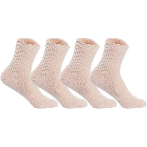 Lian LifeStyle Women's 4 Pairs Perfect Fit Wool Crew Socks. Cute and Comfortable with Wide Range of Colors and Styles LK08 Size Size 6-9 Beige