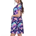 thumbnail image 2 of Lsque crystal Skull mushroom Print Women's Casual Dress T-Shirt Summer Short Sleeve Scoop Neck Swing Dresses, 2 of 6