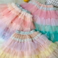 thumbnail image 5 of FINALGANG Girls Carnival Skirt Kids Pastel Gradient Tutu Skirt Multi Layer Tulle Ruffled Tiered Elastic Waist Flared Skirt For Daily Wear Party Carnival Holiday Occasions Stylish Bottoms, 5 of 6