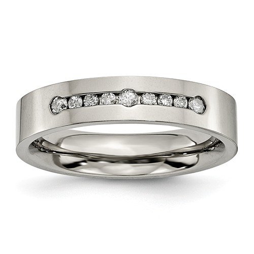 Titanium Polished 1/4ct tw. Diamond 6mm Band