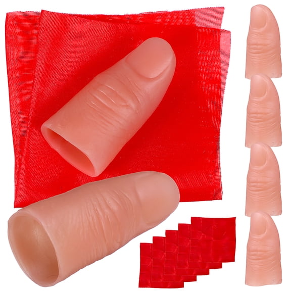 icolorfuled 6 Finger Trick Disappearing Silk Fake Thumb Tip with Red Silk Props