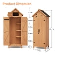 thumbnail image 2 of BouPower 63"/70" Waterproof Wooden Outdoor Storage Shed – Vertical Garden Cabinet with 3 Shelves, Lockable Door & Roof Storage, Space-Saving Design for Patio, Yard, or Lawn, 2 of 8