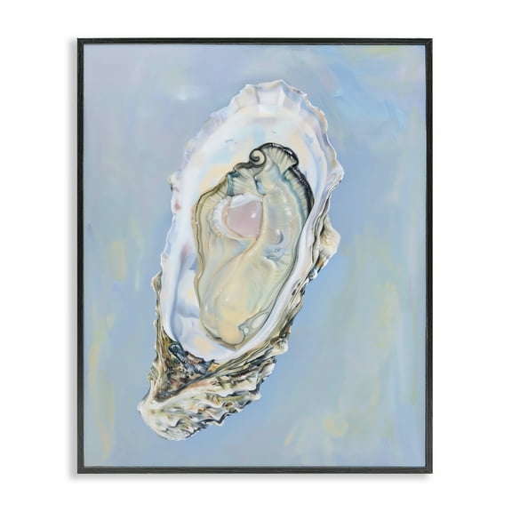 Stupell Industries Detailed Oyster on Blue Animals Painting Black Framed Art Print Wall Art, 11 x 14