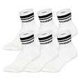 thumbnail image 1 of HUDDLE Calcetines Unisex, pack de 6 – Rayas dobles, logo, Short Crew, calcetines deportivos, color liso Blanco 35-38, 1 of 3