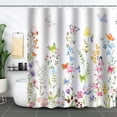 thumbnail image 1 of Polyester Shower Curtain with Hooks, Water-Repellent Floral Printed Bathroom Decor, Multicolor, 180x180 cm (12 Hooks Included), 1 of 6