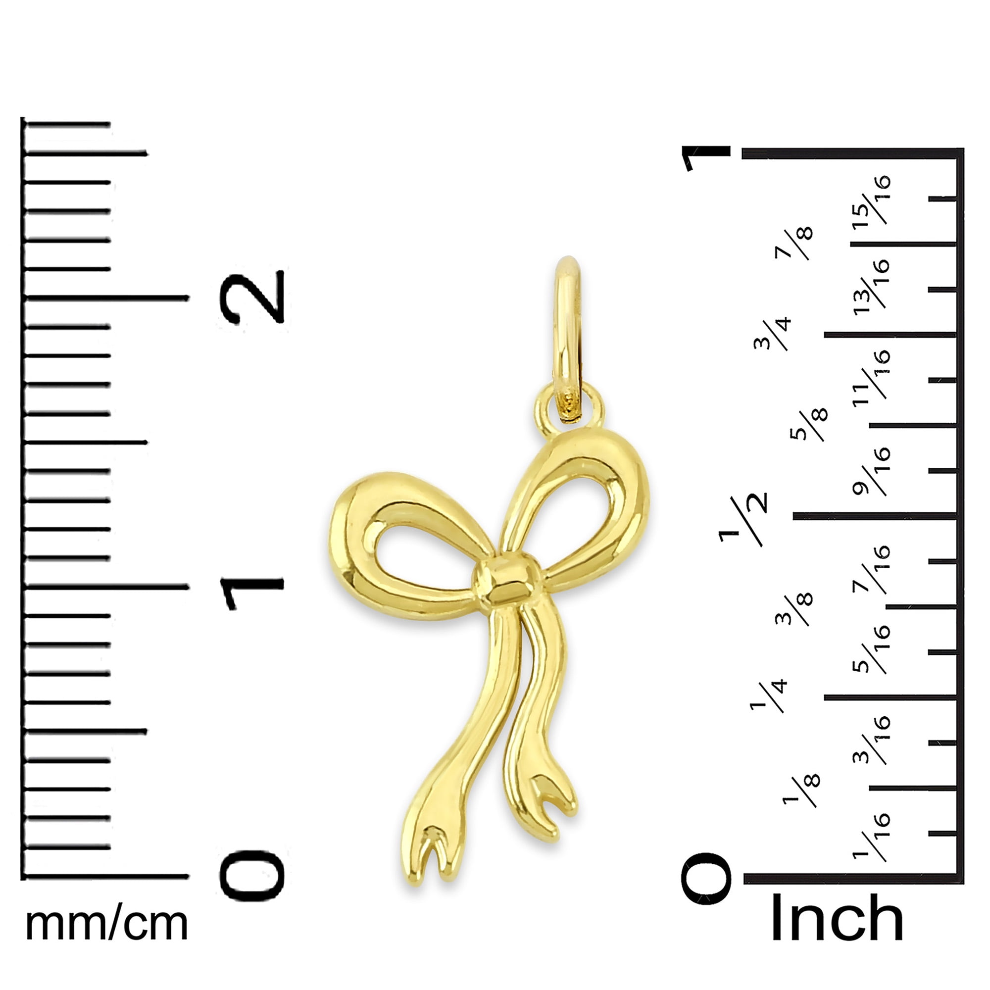 Solid 10k Gold Ribbon Charm - Cute Charm Jewelry with Jump Ring