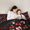 thumbnail image 4 of Erosebridal Bowknot Kids Bedding Comforter Set 7pcs, Cute Cherry King Bedding Sets, Black Reversible, 4 of 7