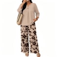 thumbnail image 4 of Womens Two Piece Sets Summer Spring Travel Vacation Outfits Short Sleeve Tops Wide Leg Pants Lounge Sets, 4 of 6