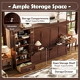 thumbnail image 3 of MODERNLUXE Queen Size Murphy Bed with 5-Tier Adjustable Storage Shelves,Wall Bed Cabinet Bed with 1 Drawer,Foldable Platform Bed for Guest Room Bedroom,Walnut, 3 of 8
