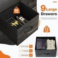 thumbnail image 6 of Dresser, Betcozy Storage Organizer with 9 Drawers for Bedroom, Chest of Drawer with Fabric Bin, Sturdy Metal Frame, Wood Top for Closet, Nursery,Black, 6 of 7