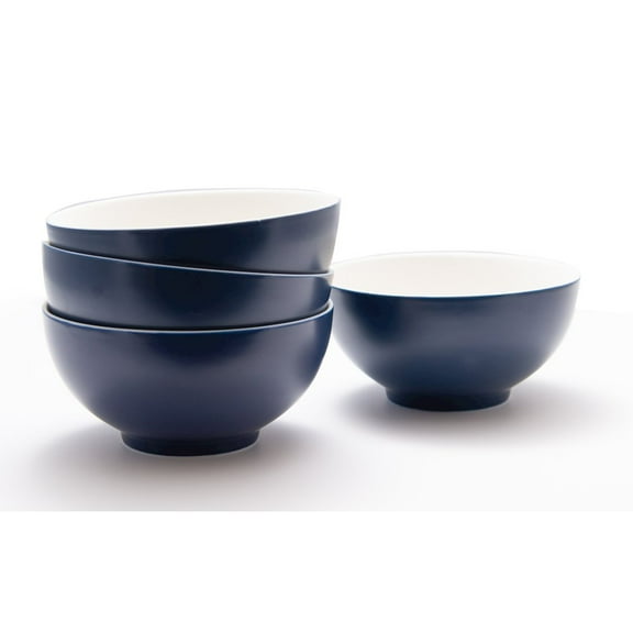 HomeRoots Blue And White Four Piece Porcelain Service For Four Bowl Set