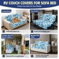 thumbnail image 5 of POLERO Stretchy RV Dinette Cushion Covers Suitable for Travel Trailer Camper RV Sofa Slipcovers Fit for Foldable Futon Sofa Bed, Blue Floral Leaves, 5 of 5