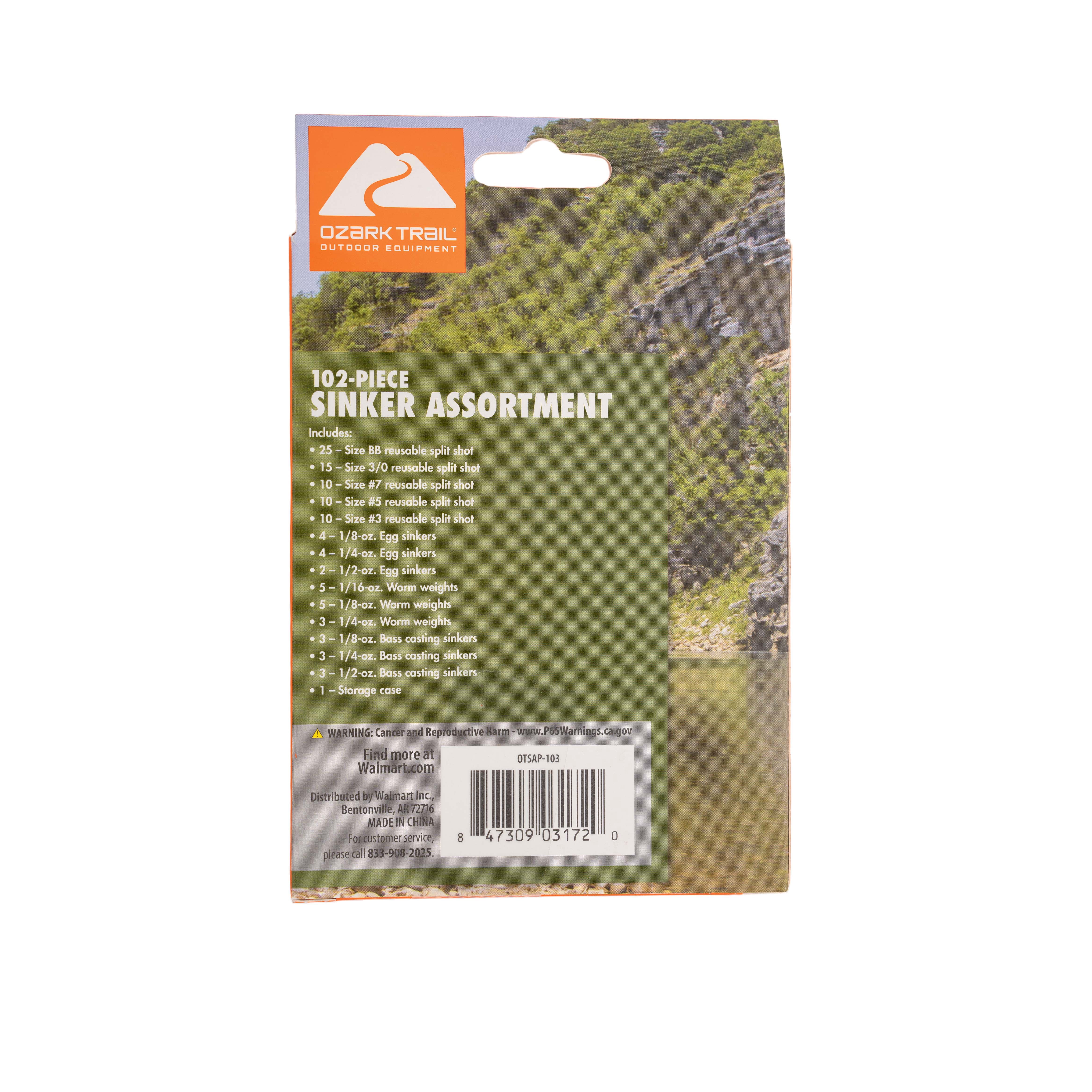 Ozark Trail Fishing Sinker Assortment, 102-Count