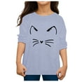 thumbnail image 3 of WOYY Little Girls Cartoon Cat Print T Shirt Long Sleeve O-Neck T-Shirt Casual Fall Tshirt, 3 of 3